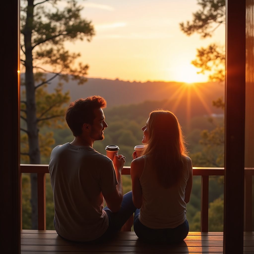 Een stel geniet van het uitzicht vanaf een hotelbalkon